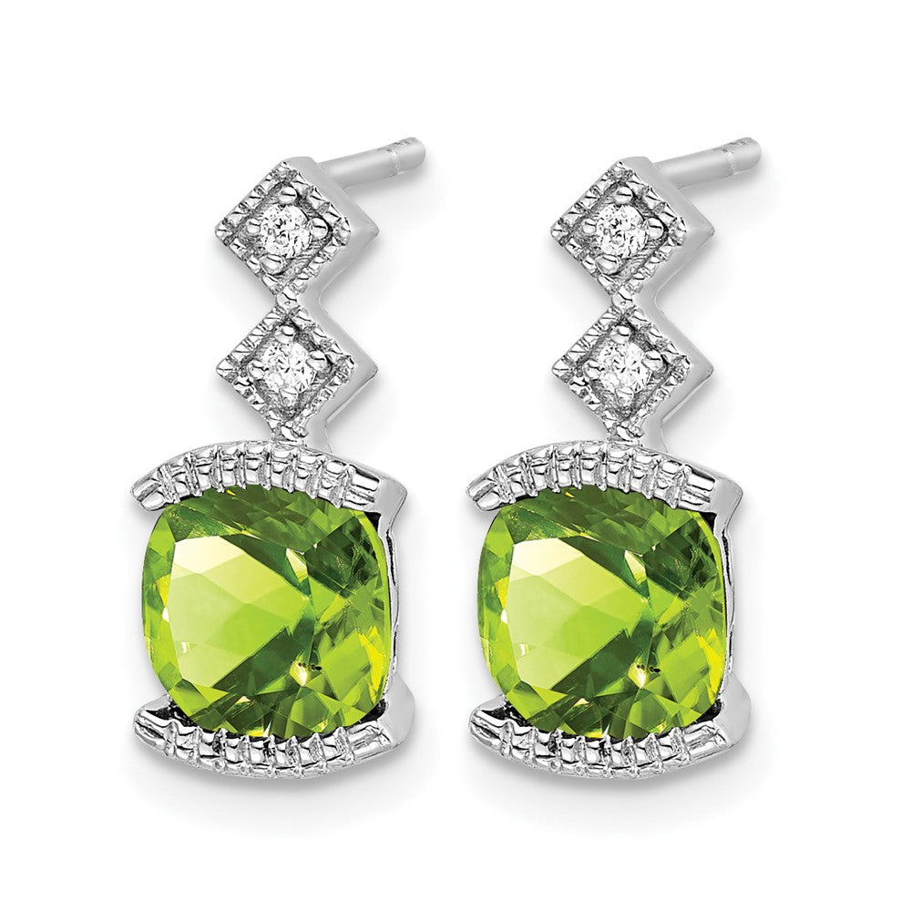 14K Weißgold Ohrringe mit Peridot und echten Diamanten