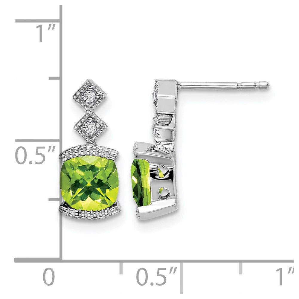 14K Weißgold Ohrringe mit Peridot und echten Diamanten