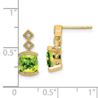 14K Gelbgold Ohrringe mit Peridot und echten Diamanten