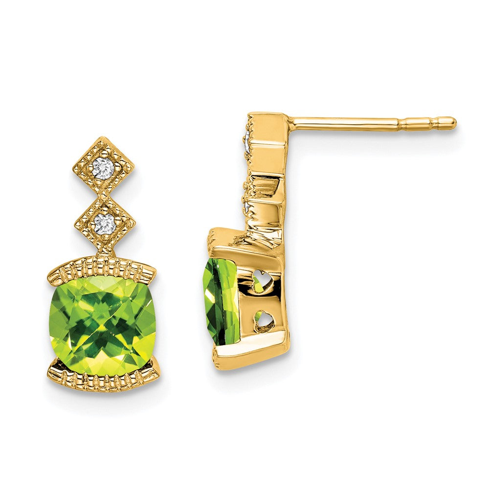 14K Gelbgold Ohrringe mit Peridot und echten Diamanten