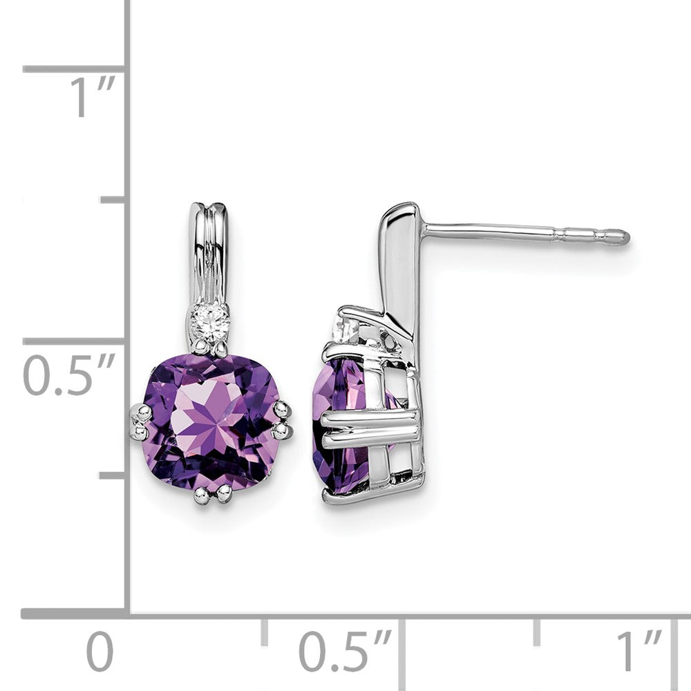 10K Weißgold Kissen Amethyst und Diamant Ohrringe