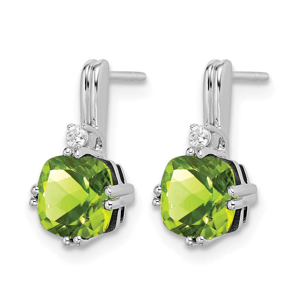 10K Weißgold Kissen Peridot und Diamant Ohrringe