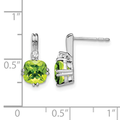 10K Weißgold Kissen Peridot und Diamant Ohrringe