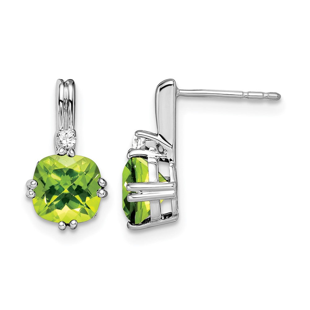 10K Weißgold Kissen Peridot und Diamant Ohrringe