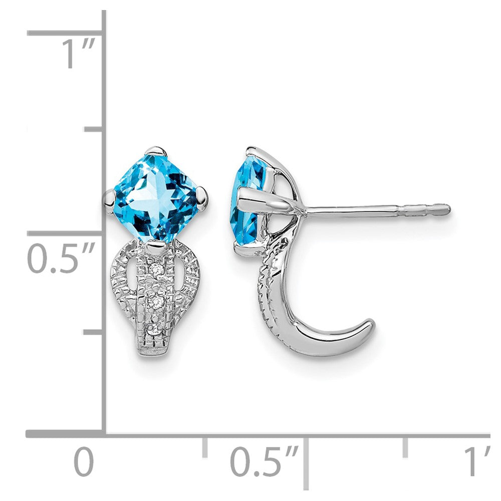 14K Weißgold Ohrringe mit Blautopas und echten Diamanten