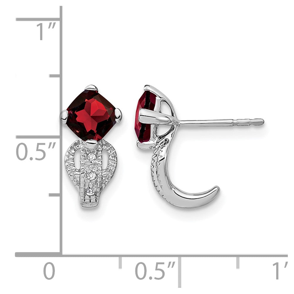14K Weißgold Ohrringe mit Granat und echten Diamanten