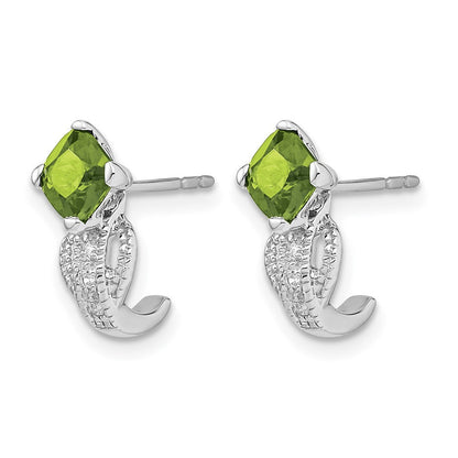 14K Weißgold Ohrringe mit Peridot und echten Diamanten