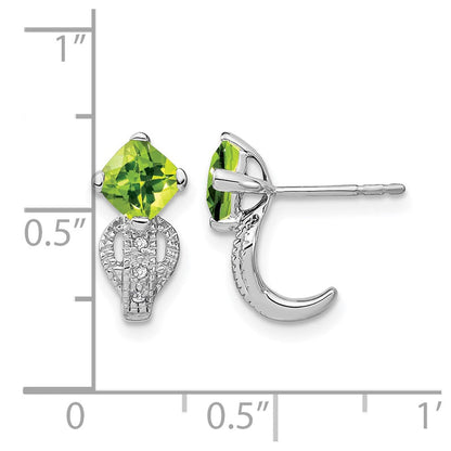 14K Weißgold Ohrringe mit Peridot und echten Diamanten