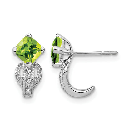 14K Weißgold Ohrringe mit Peridot und echten Diamanten