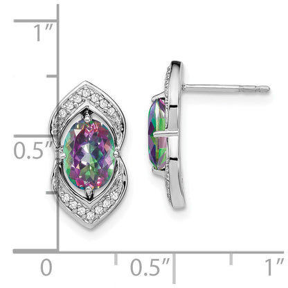 14K Weißgold Ohrstecker mit Mystic-Fire-Topas und echten Diamanten
