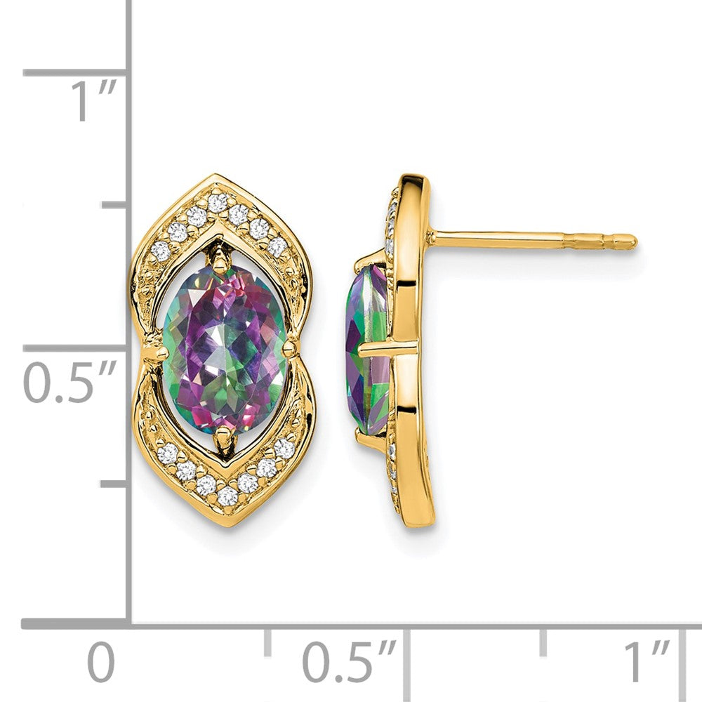 14K Gelbgold Mystiktopas- und Echtdiamant-Ohrstecker