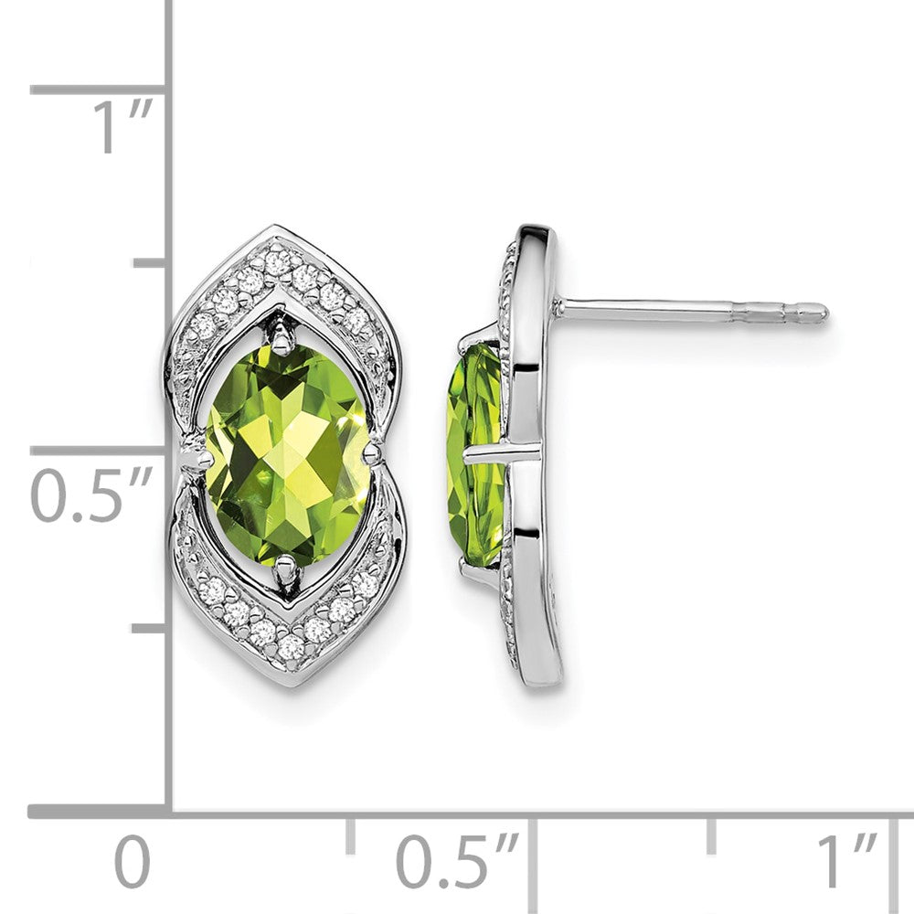 14K Weißgold Ohrstecker mit Peridot und echten Diamanten