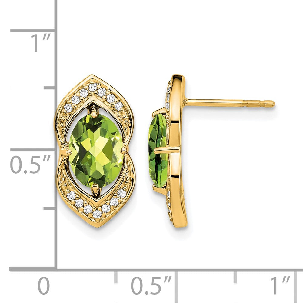 14K Gelbgold Ohrstecker mit Peridot und echten Diamanten