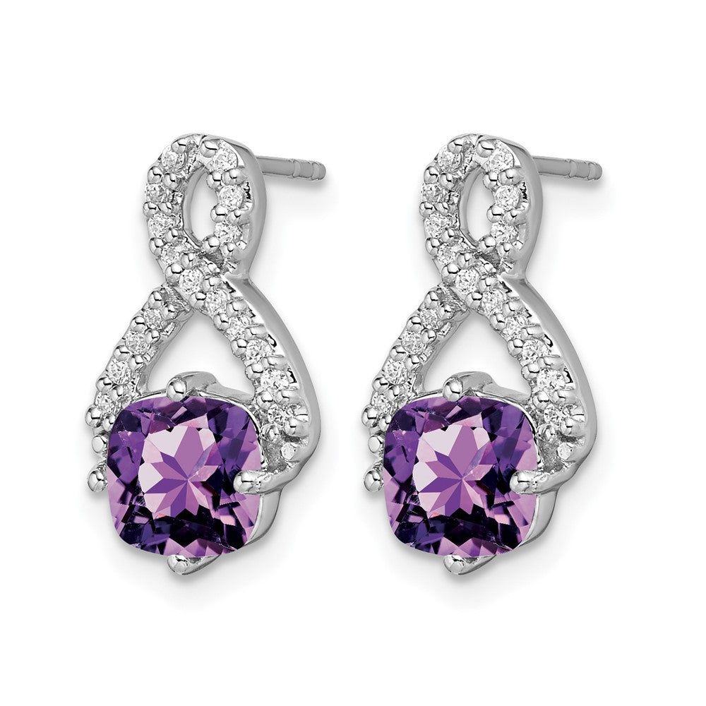 14K Weißgold Ohrringe mit Amethyst und echten Diamanten