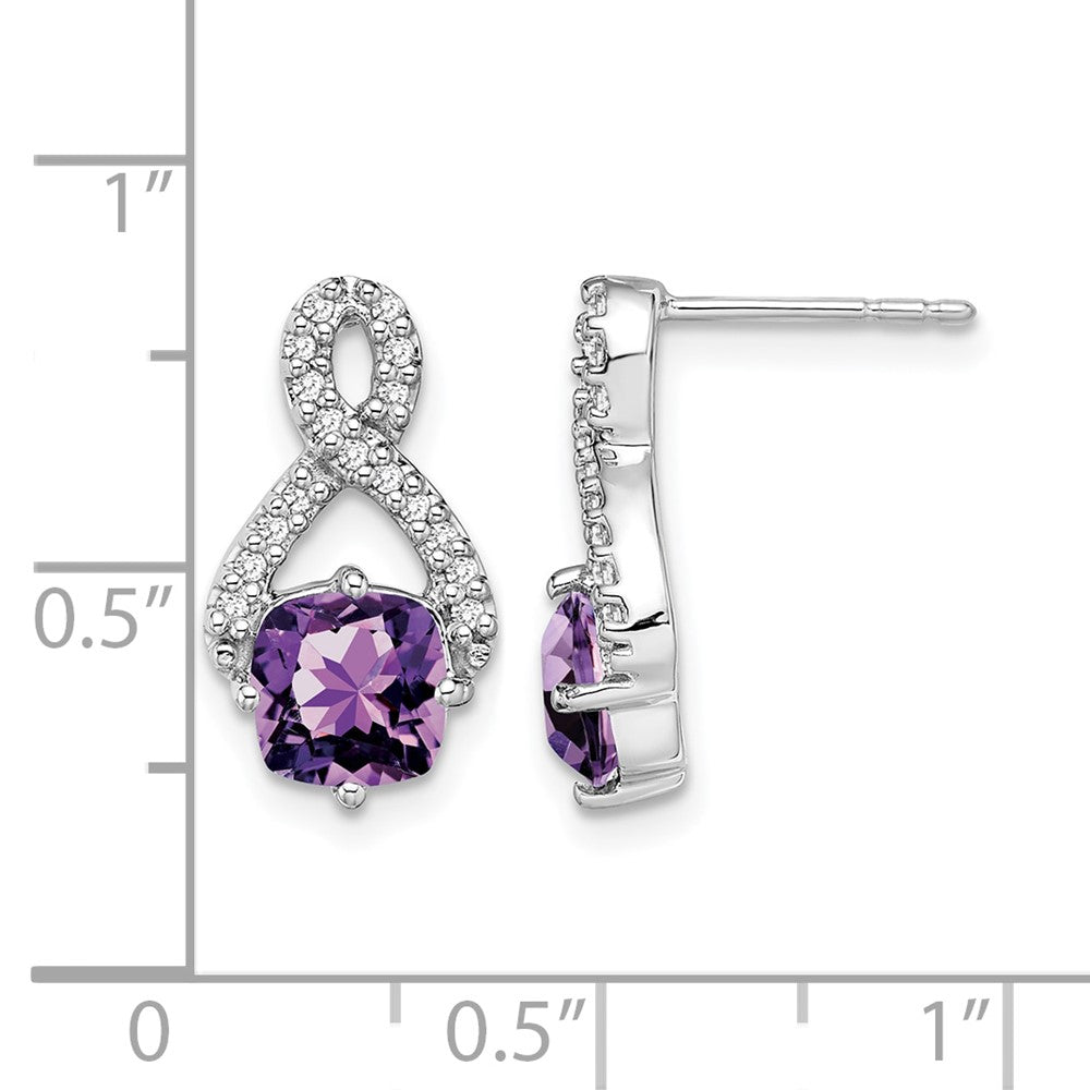 14K Weißgold Ohrringe mit Amethyst und echten Diamanten