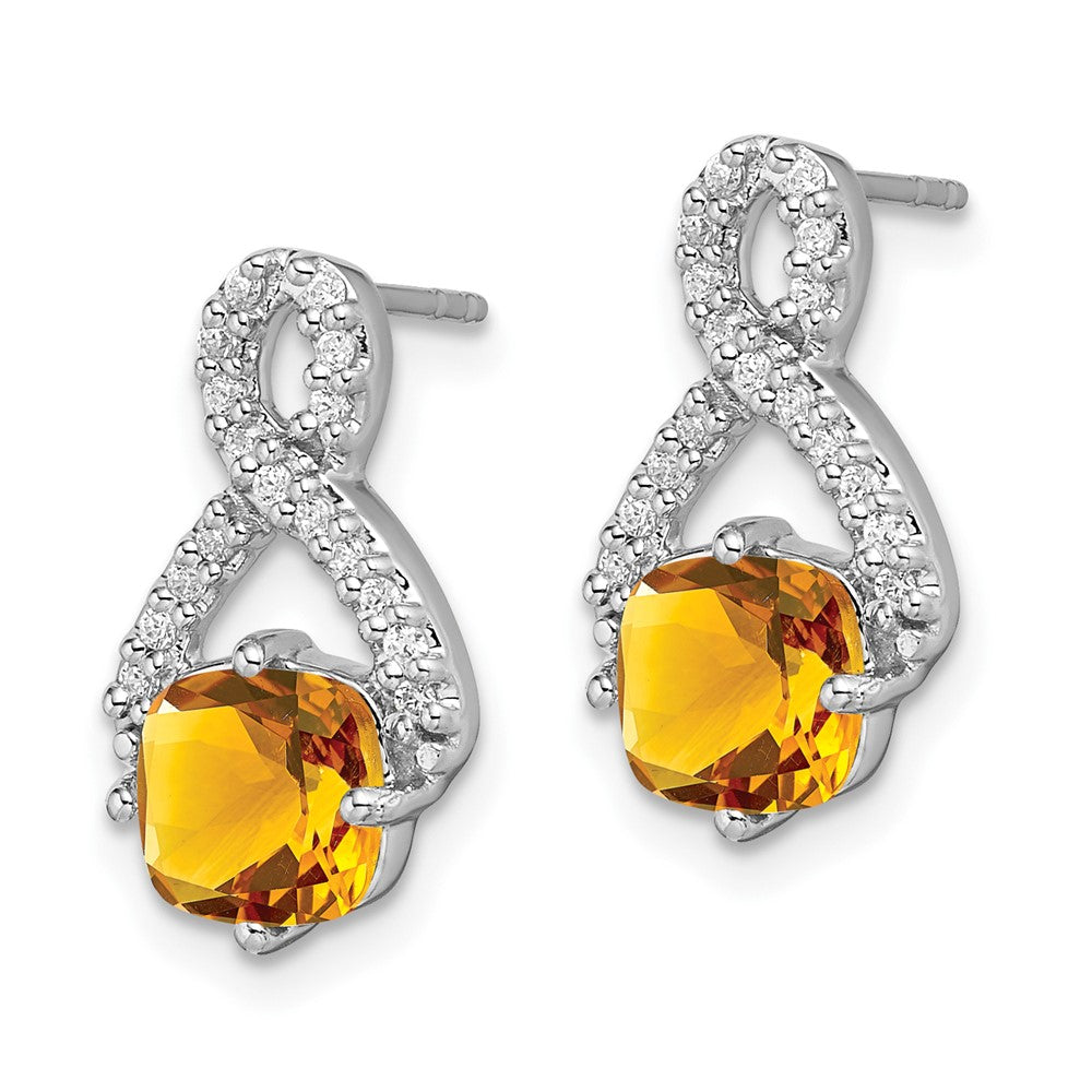 14K Weißgold Ohrringe mit Citrin und echten Diamanten