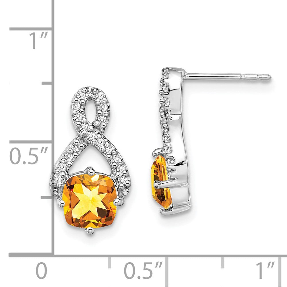 14K Weißgold Ohrringe mit Citrin und echten Diamanten