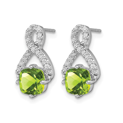 14K Weißgold Ohrringe mit Peridot und echten Diamanten