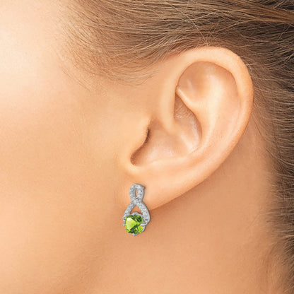 14K Weißgold Ohrringe mit Peridot und echten Diamanten