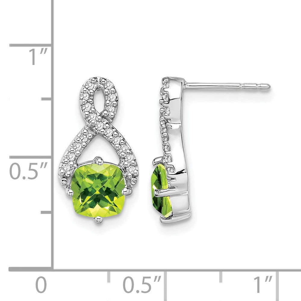 14K Weißgold Ohrringe mit Peridot und echten Diamanten