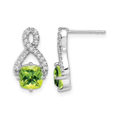 14K Weißgold Ohrringe mit Peridot und echten Diamanten