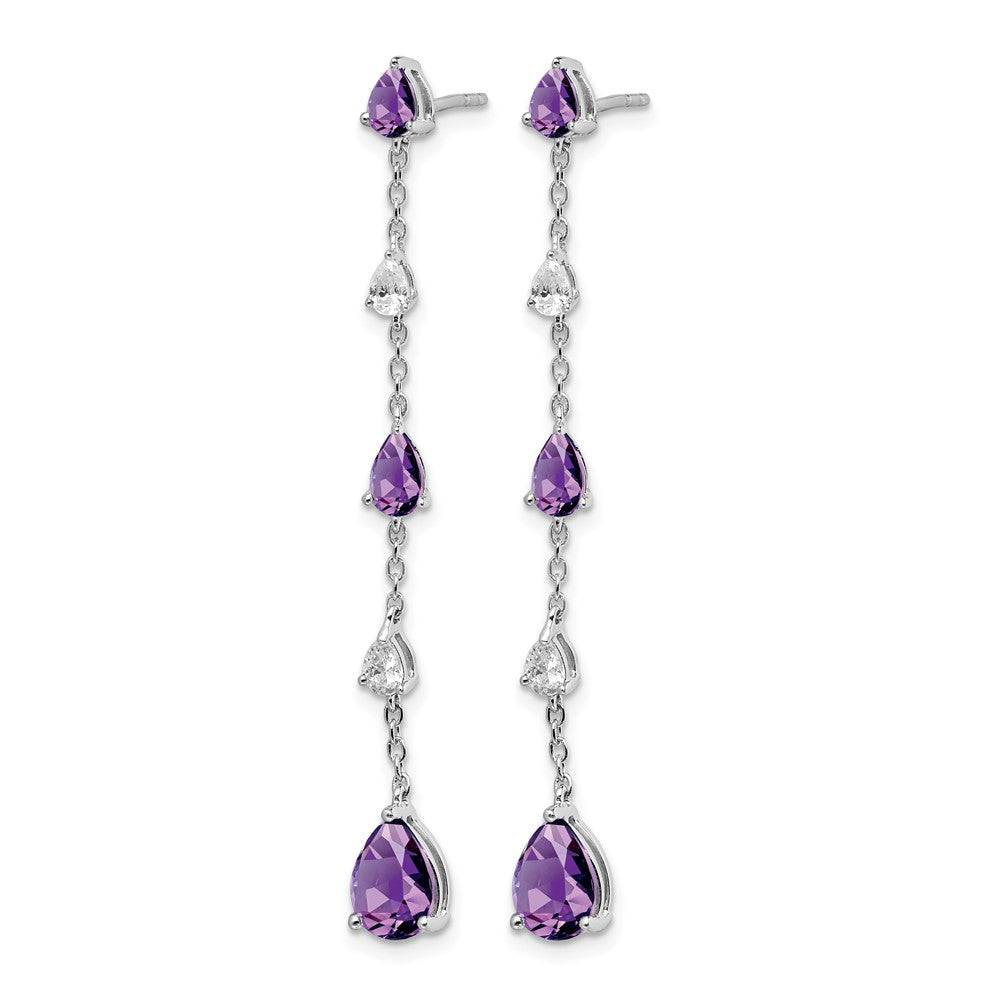 14K Weißgold Ohrhänger mit Amethyst und Weißtopas