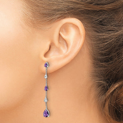 14K Weißgold Ohrhänger mit Amethyst und Weißtopas