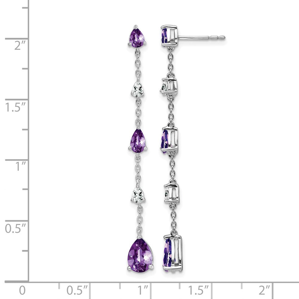 14K Weißgold Ohrhänger mit Amethyst und Weißtopas