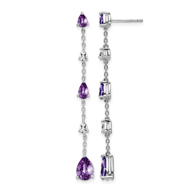 14K Weißgold Ohrhänger mit Amethyst und Weißtopas