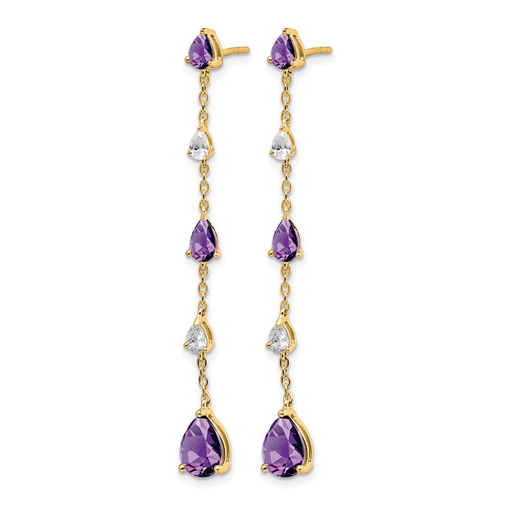 14K Gelbgold Ohrhänger mit Amethyst und Weißtopas