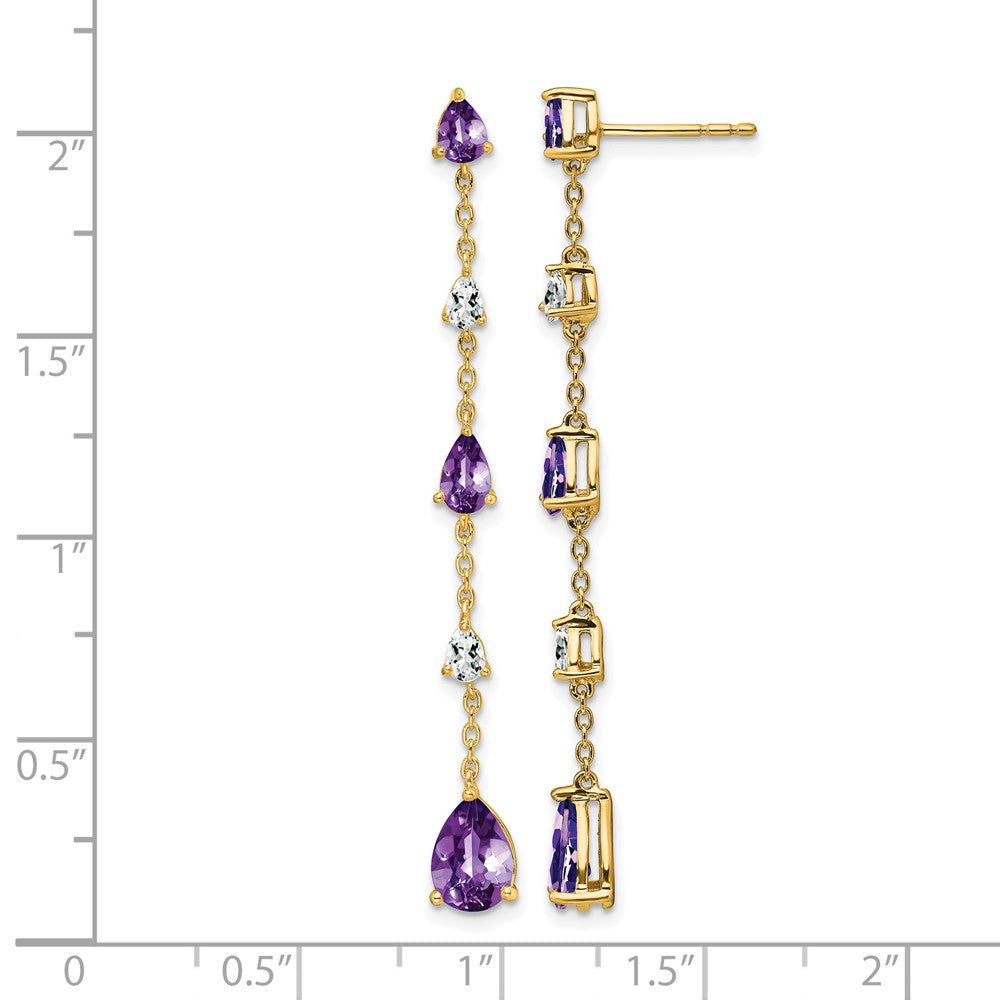 14K Gelbgold Ohrhänger mit Amethyst und Weißtopas