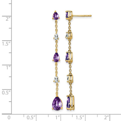14K Gelbgold Ohrhänger mit Amethyst und Weißtopas
