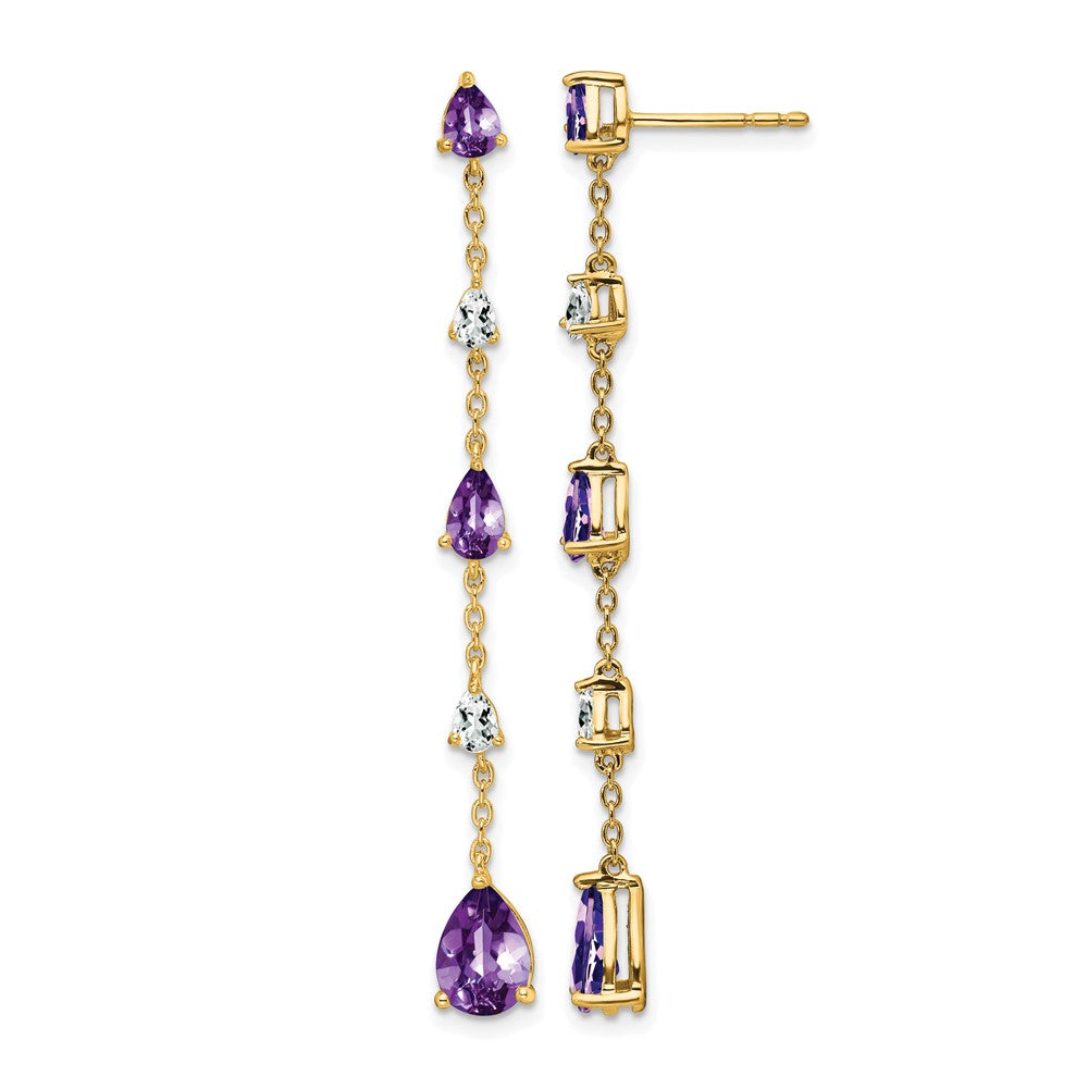 14K Gelbgold Ohrhänger mit Amethyst und Weißtopas