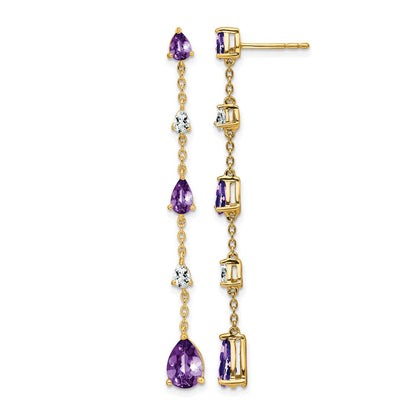 14K Gelbgold Ohrhänger mit Amethyst und Weißtopas