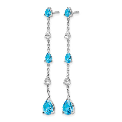 14K Weißgold Ohrhänger mit blauem Topas und weißem Topas