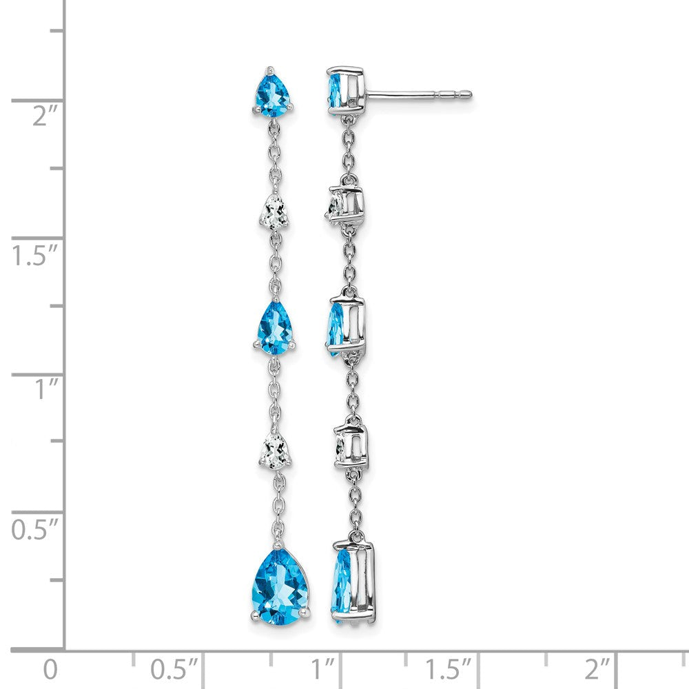 14K Weißgold Ohrhänger mit blauem Topas und weißem Topas