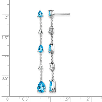 14K Weißgold Ohrhänger mit blauem Topas und weißem Topas