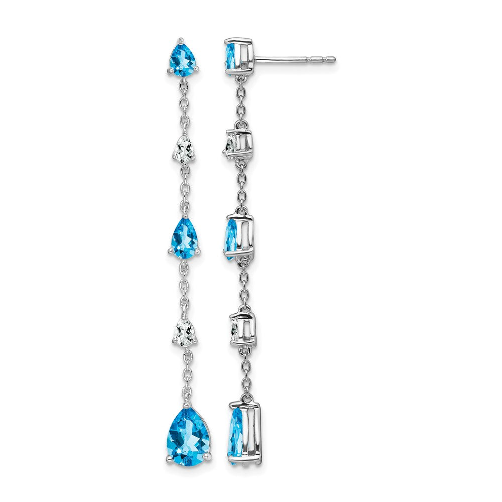 14K Weißgold Ohrhänger mit blauem Topas und weißem Topas