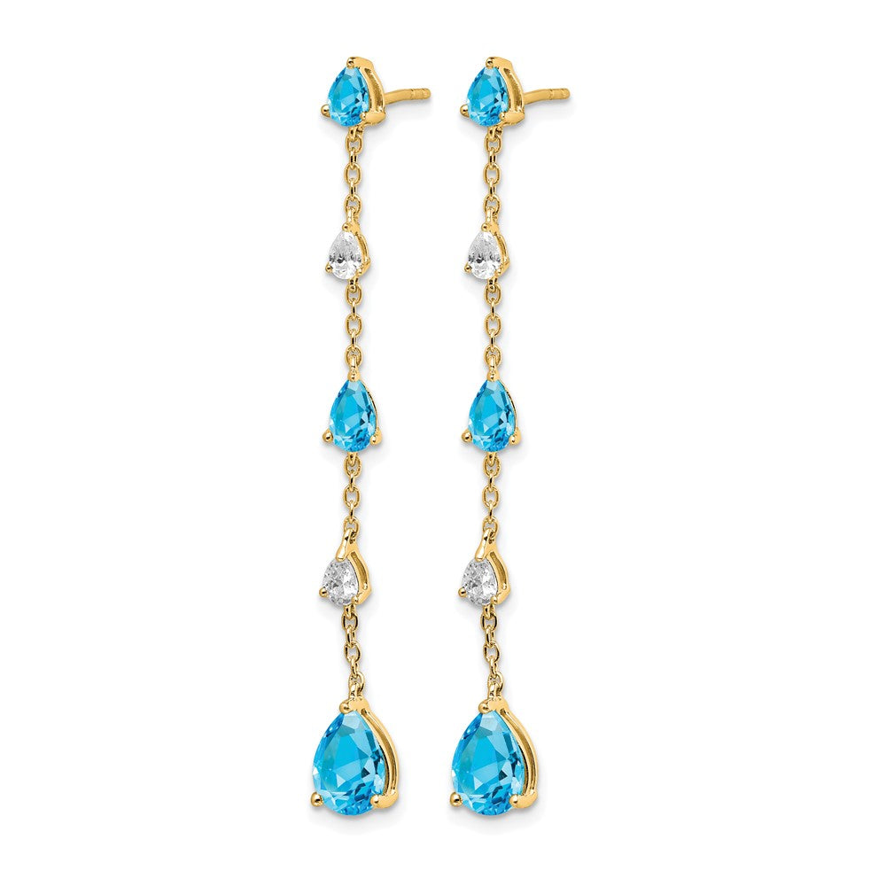 14K Gelbgold Blautopas- und Weißtopas-Ohrhänger