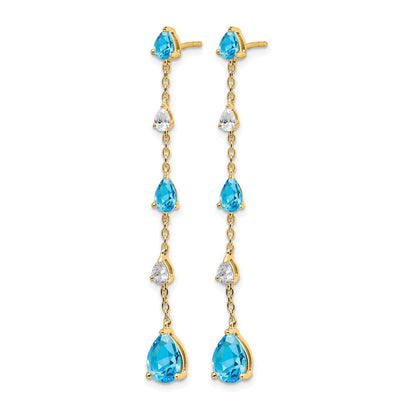 14K Gelbgold Blautopas- und Weißtopas-Ohrhänger