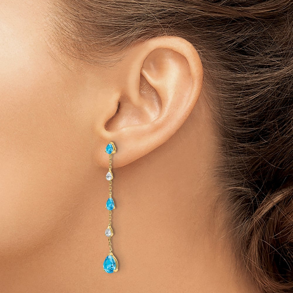 14K Gelbgold Blautopas- und Weißtopas-Ohrhänger