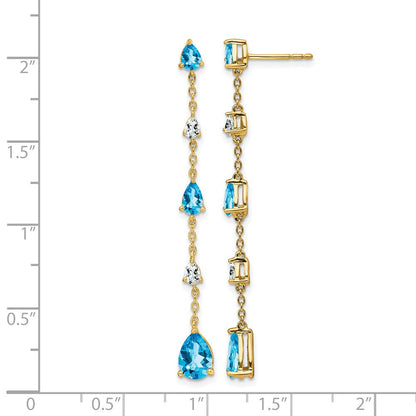 14K Gelbgold Blautopas- und Weißtopas-Ohrhänger