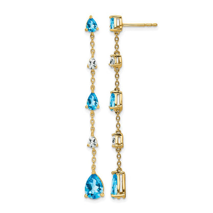 14K Gelbgold Blautopas- und Weißtopas-Ohrhänger