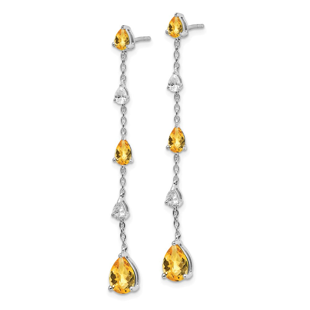 14K Weißgold Ohrhänger mit Citrin und Weißem Topas