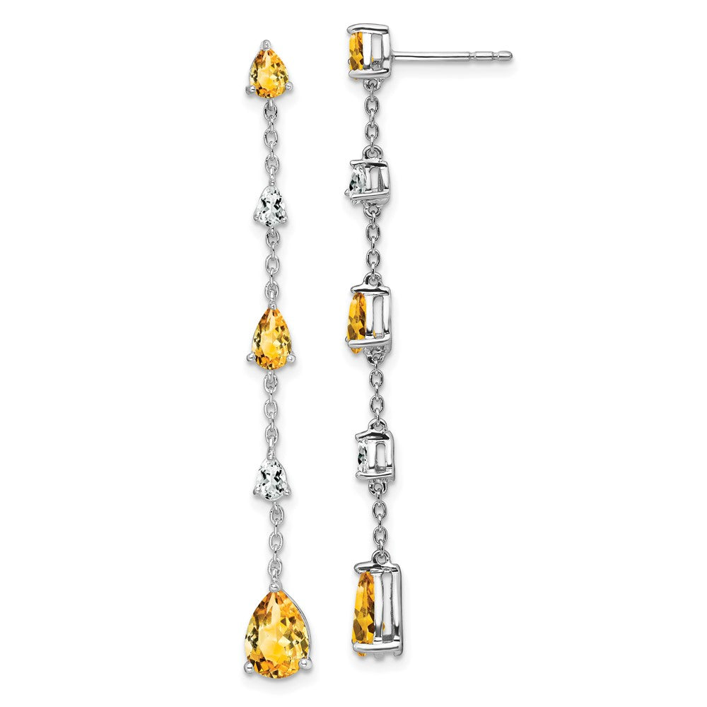 14K Weißgold Ohrhänger mit Citrin und Weißem Topas