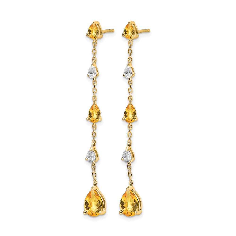 14K Gelbgold Citrin- und Weißtopas-Ohrhänger