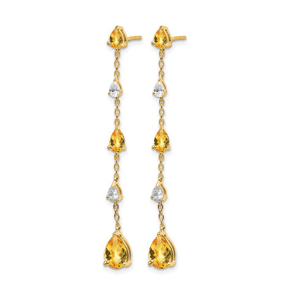 14K Gelbgold Citrin- und Weißtopas-Ohrhänger