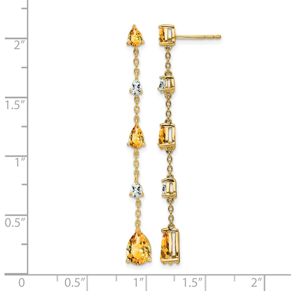 14K Gelbgold Citrin- und Weißtopas-Ohrhänger