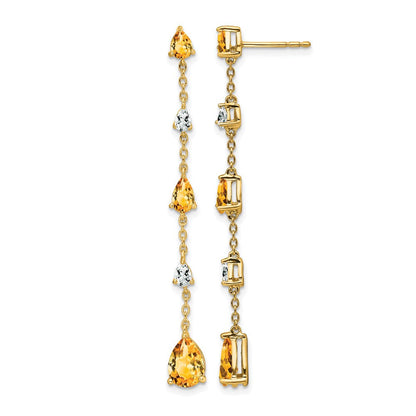 14K Gelbgold Citrin- und Weißtopas-Ohrhänger
