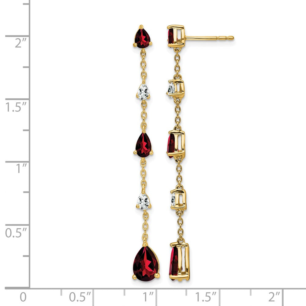 14K Gelbgold Ohrhänger mit Granat und Weißem Topas